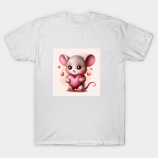 Cute Baby Mouse with Valentine's Hear T-Shirt